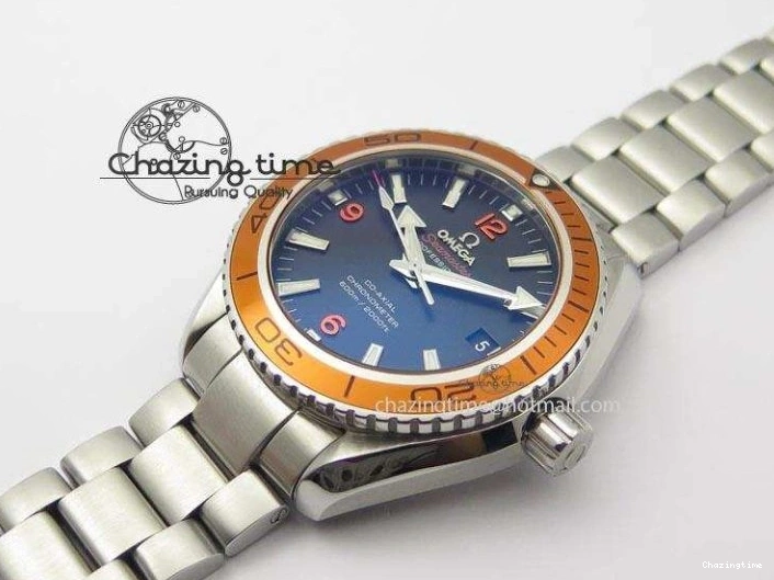 0820 FlexibleFit Planet Ocean SS Bp Maker 45mm Orange Bezel On SS Bracelet A 8216